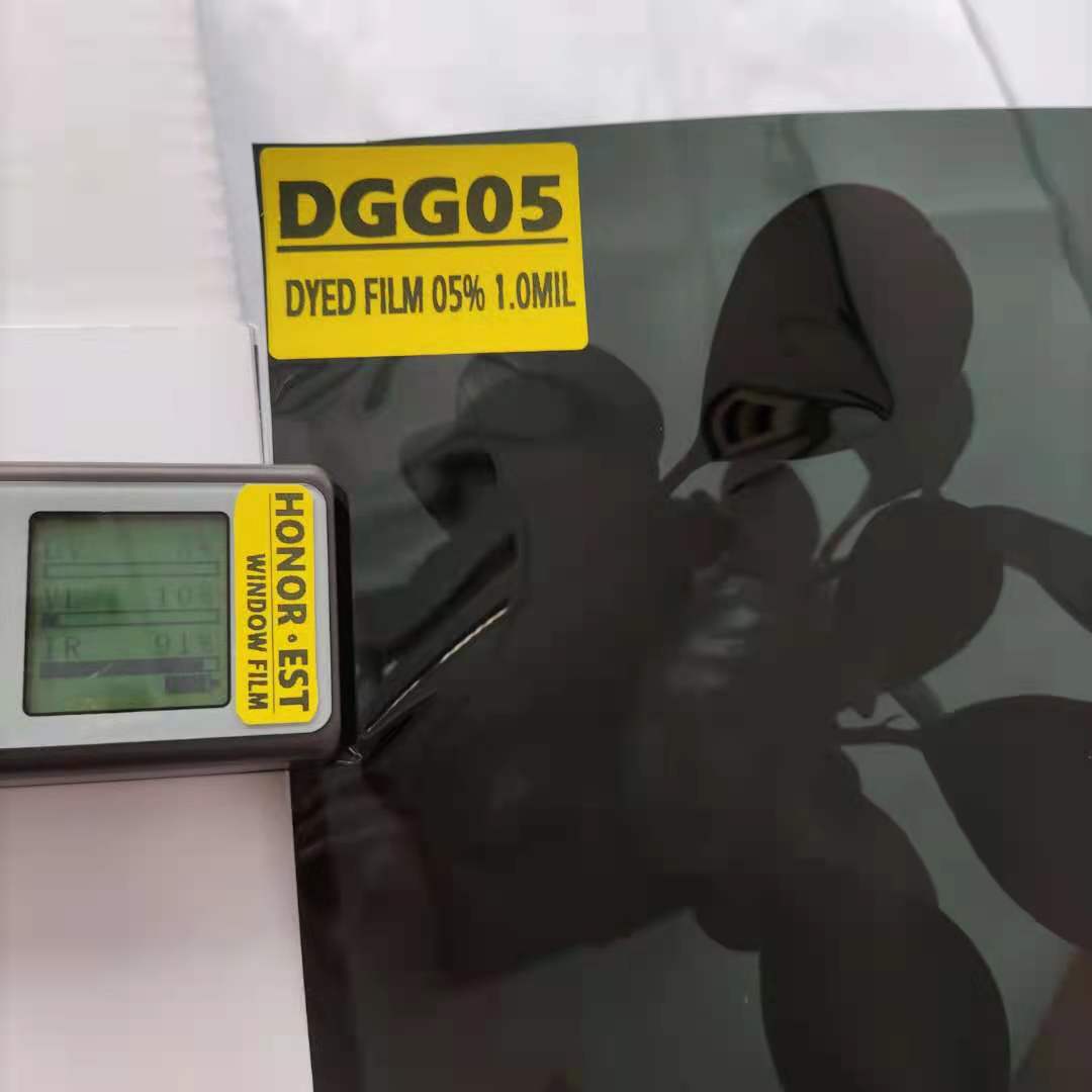 DGG05 DYED GREEN FILM SUPER OLIVE GREEN 5% UV REJECT 99% 1.0MIL SOLAR POLYESTER FILM WINDOW TINT AUTOMOTIVE DYED GREEN FILM
