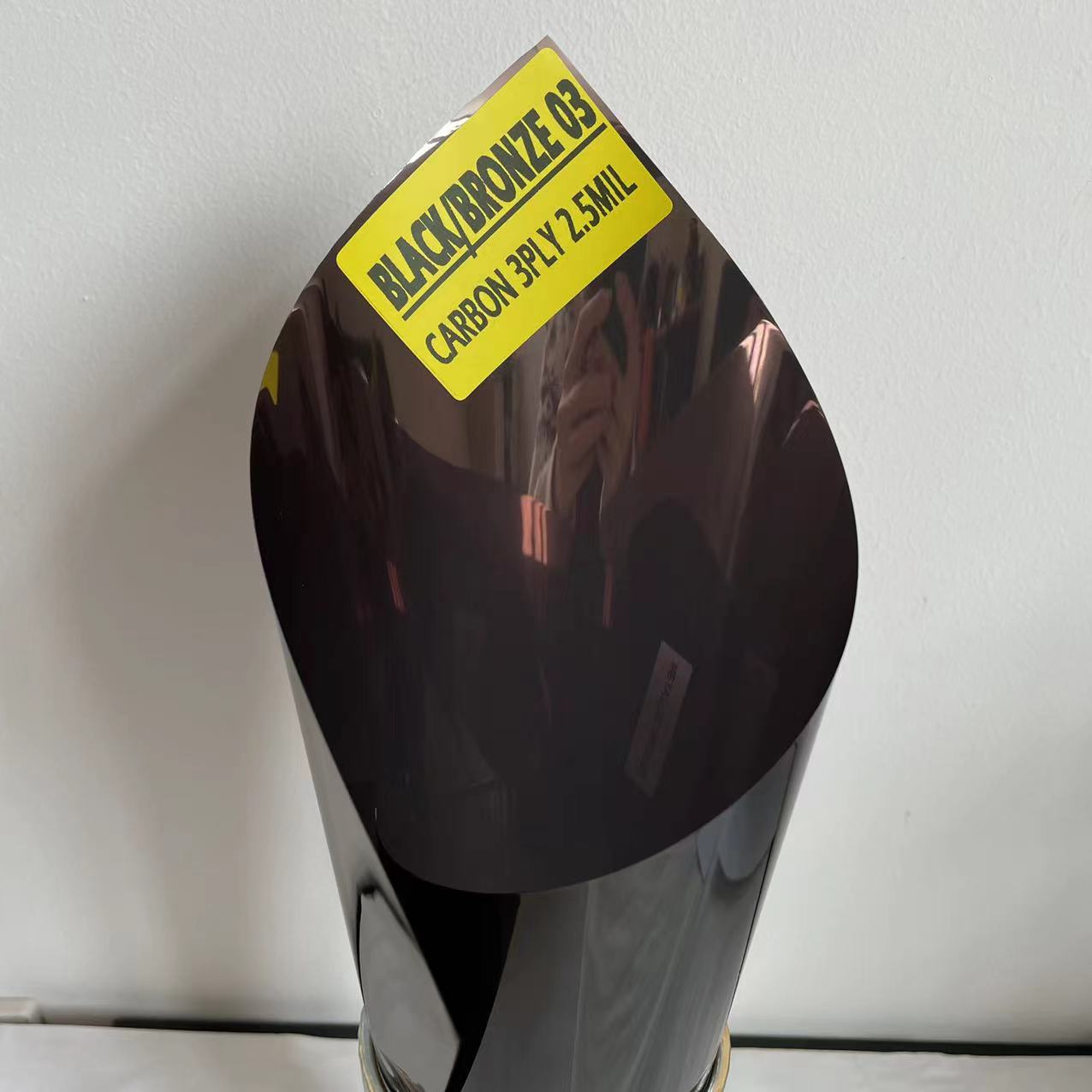 BLACK/BRONZE 03 VLT 35% IR 90% BLACK BRONZE TINTED ADHESIVE SOLAR FILM BLACK INSIDE BRONZE OUTSIDE CARBON WINDOW TINT FILM