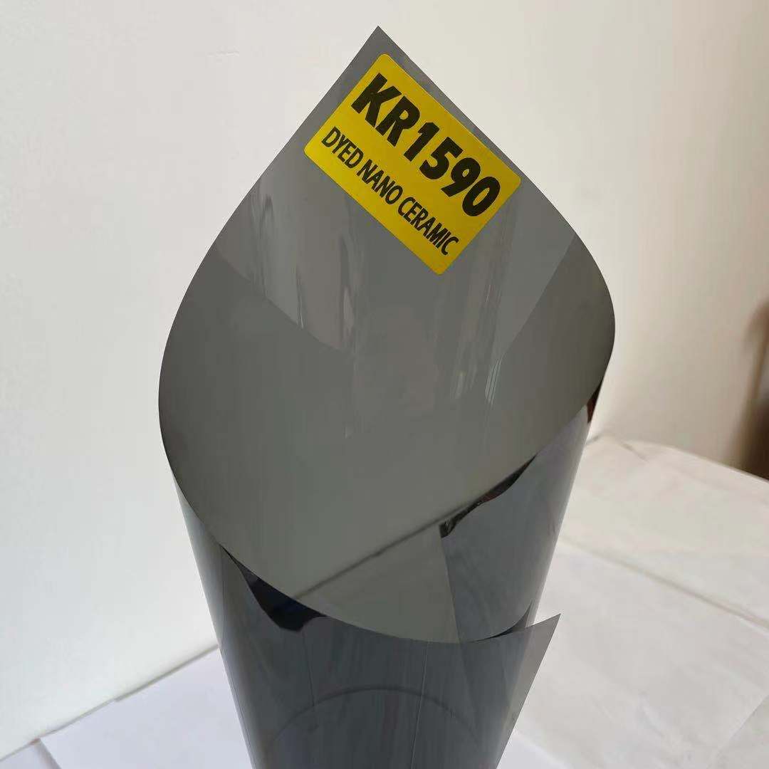 KR1590 BLACK NANO CERAMIC UV FILM VLT 15% IR CUT90% UV REJECT 99% PREMIUM WINDOW TINT FILM ROLL AUTOMOTIVE DYED NANO FILM
