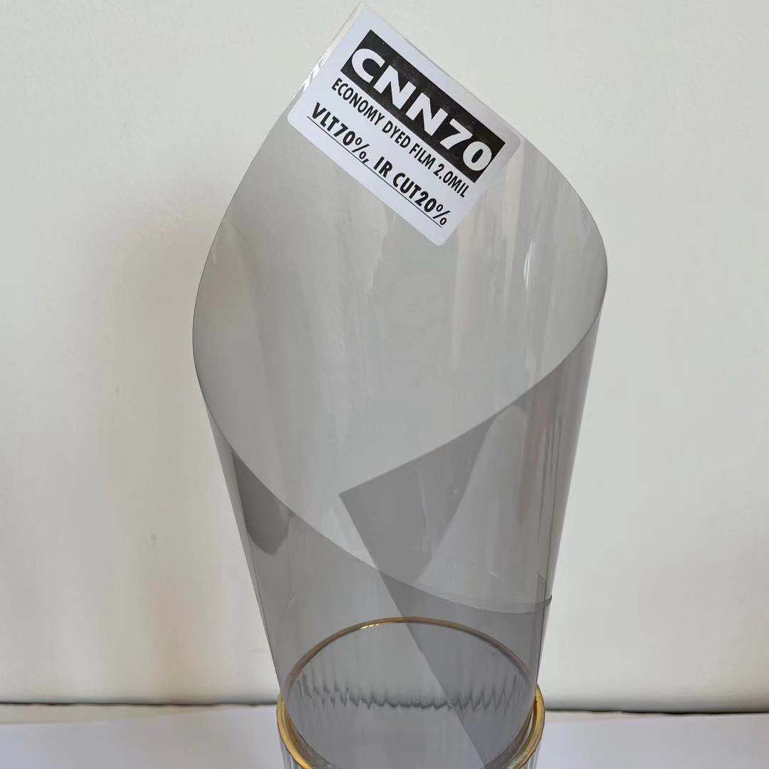 CNN70 VLT 70% IR 20% UV 40% ADHESIVE WINDOW FILM TINTING DYED ECONOMY FILM TINT WINDOW FILM
